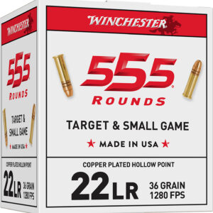 Winchester Ammo 22LR555HP USA  22LR 36gr Copper Plated Hollow Point 555 Per Box/10 Case *Bulk